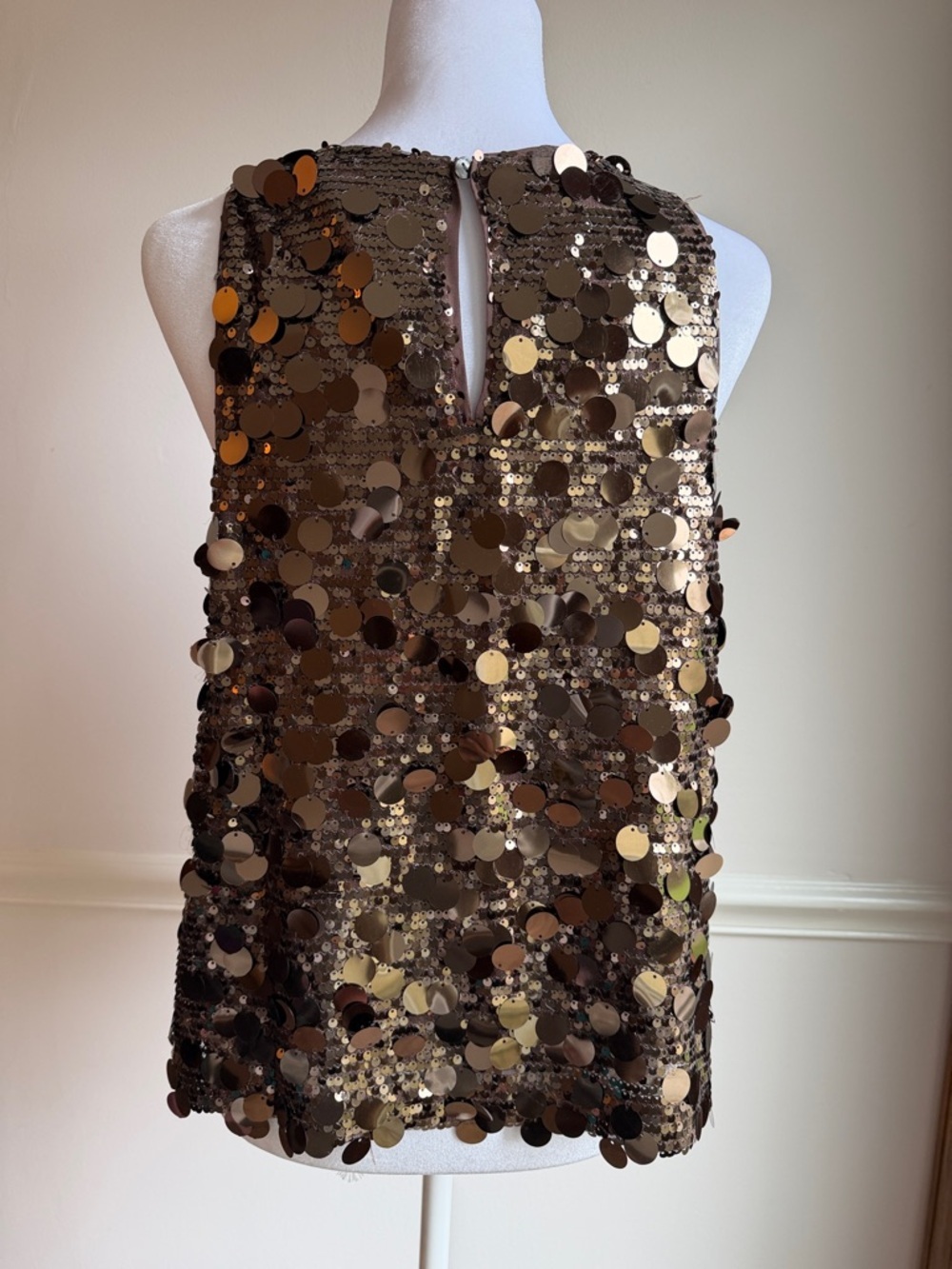 LOFT Brown Gold Sequin Party Top sleeveless size small NWT - Picture 4 of 7